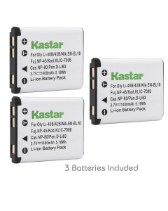 Kastar Battery 3-Pack for Kodak KLIC-7006 and Kodak EasyShare M22, M23, M200, M522, M530, M531, M532, M550, M552, M575, M577, M580, M583, M750, M873, M883, M5350, M5370, MD30, Mini, Touchl Cameras