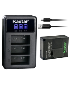 Kastar 1 Pack Battery and LCD Triple USB Charger Compatible with SP-Gadgets 3.7V Battery POV Light and Powerbar Duo