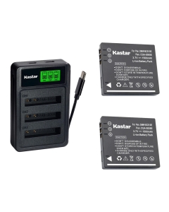 Kastar 2-Pack Battery with LZD3 USB Triple Charger Compatible with Panasonic CGA-S008 DMW-BCE10 VW-VBJ10 Leica BP-DC6 Ricoh DB-70, Lumix FS3 FS5 FS20 FX30 FX33 FX35 FX37 FX38 FX55 FX500 FX520 Camera