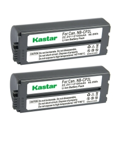 Kastar 2-Pack NB-CP2L Battery 22.2V 2100mAh Replacement for Canon SELPHY CP100, SELPHY CP200, SELPHY CP220, SELPHY CP300, SELPHY CP330, SELPHY CP400, SELPHY CP510 Compact Photo Printer (Color: Gray)