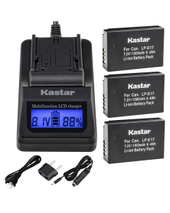 Kastar Ultra Fast Charger (3X Faster) Kit and Battery (3-Pack) for LP-E17 Battery LC-E17, LC-E17C Charger and EOS M3, EOS Rebel T6i, EOS Rebel T6s, EOS 750D, EOS 760D, EOS 8000D, Kiss X8i