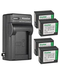 Kastar 4-Pack NP-FF70 Battery and AC Wall Charger Replacement for Sony NP-FF70, NP-FF71, NP-FF71S Battery, Sony DCR-HC1000, DCR-HC1000E, DCR-PC106, DCR-PC106E, DCR-PC107, DCR-PC107E, DCR-PC108 Camera