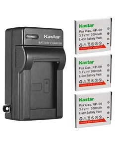 Kastar 3-Pack Battery and AC Wall Charger Replacement for Casio Exilim Zoom EX-Z80SR, Exilim Zoom EX-Z80VP, Exilim Zoom EX-Z85, Exilim Zoom EX-Z85BE, Exilim Zoom EX-Z85BK, Exilim Zoom EX-Z85BN