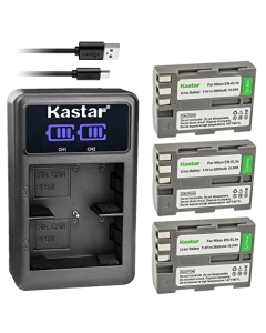 Kastar 3-Pack EN-EL3E Battery and LED2 USB Charger Compatible with Nikon EN-EL3e, EN-EL3a, EN-EL3 Battery, Nikon MH-18, MH-18a, MH-19 Charger, Nikon MB-D10, MB-D80 Battery Grip