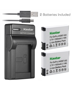 Kastar Battery (X2) & Slim USB Charger for AHDBT-001, AHDBT-002 Work with HD HERO1, HERO2, Original HD Hero Cameras