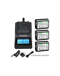 Kastar Fast Charger and Battery (3-Pack) for Sony NP-FW50, NPFW50 and Alpha 7, a7, a7R, a3000, a5000, a6000, NEX-3, NEX-5, NEX-6, NEX-7, NEX-C3, NEX-F3, SLT-A33, SLT-A35, SLT-A37, SLT-A55V, DSC-RX10