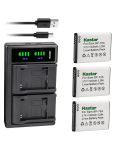 Kastar 3-Pack BP-70A Battery and LTD2 USB Charger Replacement for Samsung ES95, ES96, ES99, MV800, PL100, PL101, PL120, PL121, PL170, PL171, PL20, PL200, PL201, PL21, PL80, PL81, PL90, PL91 Camera