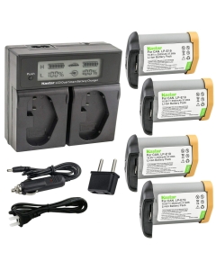 Kastar 4 Pack Fully Decode LP-E19 Battery and LCD Dual Fast Charger Replacement for Canon Canon LP-E19 LP-E19N, LP-E4 LP-E4N, US 5751B002 Camera Battery, Canon LC-E4 LC-E4N, LC-E19 LC-E19N Charger