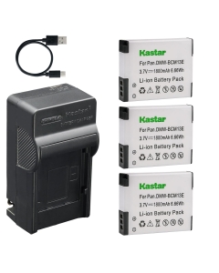 Kastar 3-Pack Battery and AC & USB-C Charger Compatible with BCM13 Camera for Panasonic Lumix FT5 FT6 FT7 TS5 TS6 TS7 TZ40 TZ55 TZ60 TZ70 ZS30 ZS40 ZS50 LZ40 Digital Camera