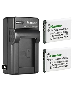 Kastar 2-Pack Battery and AC Wall Charger Replacement for Panasonic HX-DC3R, HX-DC3W, HX-DC10, HX-DC10EB-K, HX-DC10EF-K, HX-DC10GK, HX-DC15, HX-WA10, HX-WA10EB-A, HX-WA10EB-D, HX-WA10EB-K, HX-WA10EG-A