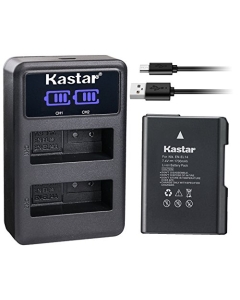 Kastar Battery 1 Pack and LCD Dual Charger for Nikon EN-EL14 EN-EL14a MH-24, Nikon Coolpix P7000 Coolpix P7100 Coolpix P7700 Coolpix P7800 Nikon D3100 D3200 D3300 D3400 D5100 D5300 D5500 D5600 Df DSLR