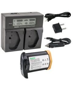 Kastar 1-Pack LPE4 Battery 11.1V 4400mAh and AC LCD Dual Fast Charger Compatible with Canon LP-E4 LPE4, US 5751B002 Battery, Canon LC-E4 LC-E4N Charger, Canon EOS 1D Mark IV, Mark 4 Camera