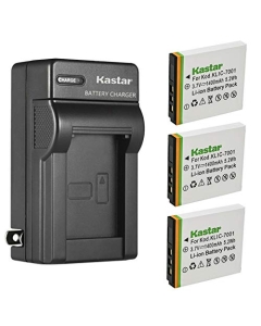 Kastar 3-Pack Battery and AC Wall Charger Replacement for Winait DC-T140B, HP NP40, DJ04V20500A, VG0376122100008, PW360T, PB360T, SB360, Hitachi DZ-HV584E, Jenoptik 10.0Z3SS, DC-T200