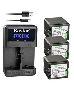 Kastar 3 Pack Battery and LCD Dual USB Charger Compatible with Panasonic HDC-MDH1GK, HDC-SD1, HDC-SD1-S, HDC-SD3, HDC-SD5, HDC-SD5EG-K, HDC-SD5EG-S, HDC-SD5GC-K, HDC-SD5GK, HDC-SD5BNDL, HDC-SD7