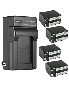 Kastar 4-Pack Battery and AC Wall Charger Replacement for Canon G35Hi, G45Hi, G1000, G1500, G2000, GL1 GL-1 DM-GL1, GL2 GL-2 DM-GL2, MV1, MV10 MV10i, MV20 MV20i, MV100 MV100i, MV200 MV200i, Optura