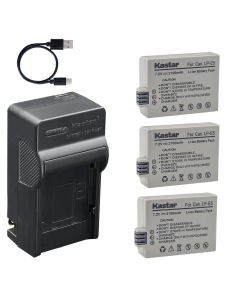 Kastar 3-Pack Battery and AC & USB-C Charger, Compatible with Canon LP-E5, EOS Rebel XSi, Rebel XS, Rebel T1i, 450D, 500D, 1000D, Kiss F, Kiss X2, Kiss X3 Cameras