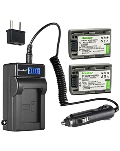 Kastar 2-Pack NP-FP50 / FP51 Battery and LCD AC Charger Compatible with Sony NP-FP30, NP-FP50 NP-FP51, NP-FP60, NP-FP70 NP-FP71, NP-FP90 NP-FP91 Battery, Sony BC-TRP/TRH/TRV, BC-VH1, AC-VQH10 Charger