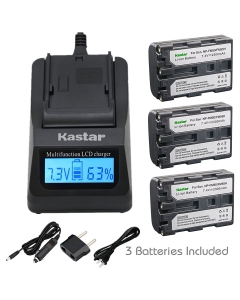 Kastar LCD Fast Charger & Battery X3 for Sony NP-FM50 NP-FM55 and HDR-HC1 HDR-SR1 HDR-UX1 MVC-CD200 MVC-CD250 MVC-CD300 MVC-CD350 MVC-CD400 MVC-CD500 Sony Video Walkman GV-D1000 CCD-TRV106 CCD-TRV108