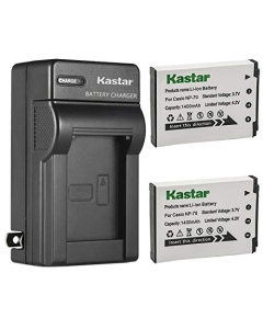 Kastar 2-Pack Battery and AC Wall Charger Replacement for Casio Exilim Zoom EX-Z250SR, Exilim Zoom EX-Z150, Exilim Zoom EX-Z150BK, Exilim Zoom EX-Z150GN, Exilim Zoom EX-Z150PK, Exilim Zoom EX-Z150RD