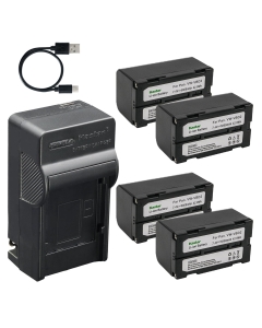 Kastar 4-Pack VW-VBD2 Battery and AC & USB-C Charger, Compatible with CGR-B202 B403 B814 VW-VBD1 BN-V812 VM-BPL13, for Panasonic PV-DV700 NV-DX100 Hitachi VM-E455 JVC GR-DV9000 Devices