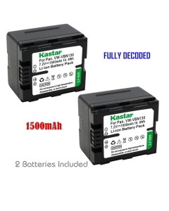 Kastar Battery (2-Pack) for Panasonic VW-VBN130 VW-VBN260 Work with Panasonic HC-X800 HC-X900 HC-X900M HC-X910 HC-X920 HC-X920M HDC-HS900 HDC-SD800 HDC-SD900 HDC-TM900 Cameras