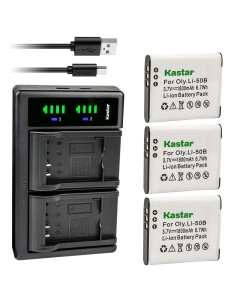Kastar 3-Pack Battery and LTD2 USB Charger Compatible with Pentax Optio WG-5 GPS, Optio WG-10, Optio WG-20, Optio WG-30, Optio WG-40, Optio WG-50, Optio WG-60, Optio WG-70, Optio WG-80 Cameras