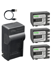 Kastar 3-Pack Battery and AC & USB-C Charger, Compatible with Canon NB-2L NB-2L12 BP-2L5 BP-2L12, for VIXIA HV20 HV30 HV40 HF R10 R100 Elura Optura ZR MD Camcorders