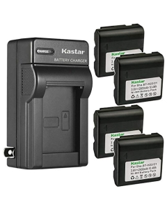 Kastar 4-Pack Battery and AC Wall Charger Compatible with Sharp VL-E600U, VL-E610, VL-E610H, VL-E610S, VL-E610U, VL-E620, VL-E620S, VL-E620U, VL-E630, VL-E630H, VL-E630S, VL-E630U, VL-E650, VL-E650U