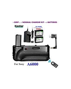 Kastar Infrared Remote Control Pro Vertical Battery Grip (Built-in 2.4G Wireless Contro) + 2 x NP-FW50 Replacement Batteries + Charger Kit for Sony ILCE-A6000 / A6000 Digital SLR Camera