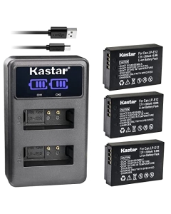 Kastar 3-Pack LP-E12Battery and LED2 USB Charger Compatible with Canon LP-E12 LPE12 Battery, Canon LC-E12 LC-E12E Charger, ikan Live Air E12 Replacement Battery, PD Movie