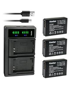 Kastar 3-Pack Battery and LTD2 USB Charger Replacement for Canon LP-E12, LC-E12 Charger, EOS 100D, EOS M Series Cameras