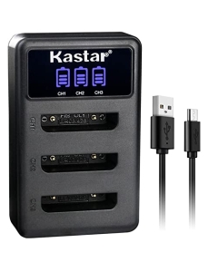 Kastar LCD Triple USB Battery Charger Compatible with Panasonic Attune, Attune 3020, Attune 3050, Attune I, Attune II, Attune II HD3, WX-CH455, WX-SB100, WX-ST100 Drive-Thru System Headset