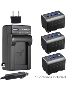 Kastar Battery 3-Pack + Charger for Sony NP-QM71D NP-FM50 NP-QM71 NP-FM70 and TRV245 TRV250 TRV255 TRV260 TRV265 TRV270 TRV280 TRV285 TRV300 TRV325 TRV330 TRV340 TRV345 TRV345 TRV350 TRV351 TRV355