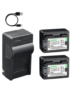 Kastar 2-Pack Battery and AC & USB-C Charger, Compatible with Canon BP-718 BP-727, VIXIA HF M50 M52 M500, HF R30–R82 Series, HF R300–R800 Series, LEGRIA HF M36–M88, HF M306–M806, CG-700 Charger