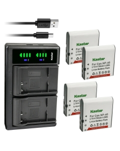 Kastar 4-Pack Battery and LTD2 USB Charger Replacement for Casio Exilim Zoom EX-Z30, Exilim Zoom EX-Z300, Exilim Zoom EX-Z40, Exilim Zoom EX-Z450, Exilim Zoom EX-Z50, Exilim Zoom EX-Z500