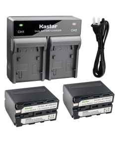 Kastar 2X Battery + Fast Dual Charger Replacement for Sony NP-F970 NP-F975 NP-F960 NP-F950 NP-F930 NP-F770 NP-F750 NP-F730 NP-F570 NP-F550 and 308C TTV-204 Pad-22 LED Video Light, Moniter Battery