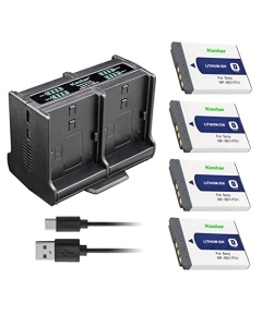 Kastar 4-Pack Battery and Quadruple Charger Compatible with Sony Cyber-Shot DSC-TX1, Cyber-Shot DSC-G3, Cyber-Shot DSC-T2, Cyber-Shot DSC-T70, Cyber-Shot DSC-T75, Cyber-Shot DSC-T77 Cameras