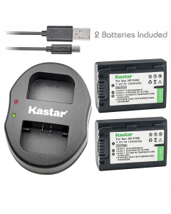 Kastar 2X Battery + Dual USB Charger Replacement for Sony NP-FH50 SLT-A35 HXR-MC1 HDR-TG1 HDR-TG3 HDR-TG5 HDR-TG7 HDR-UX10 HDR-UX19 HDR-UX20 HDR-UX3 HDR-UX5 HDR-UX7 HDR-UX9 HDR-TG1 TG3 TG5 HDR-TG7