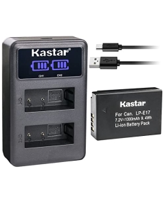 Kastar 1-Pack LP-E17 Battery and LED2 USB Charger Compatible with Canon LP-E17 LPE17, LP-E17H LPE17H, LP-E17HF LPE17HF, 9967B02 Battery, Canon BG-E18, BG-E18 IR Battery Grip