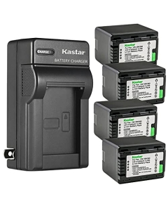 Kastar 4-Pack Battery and AC Wall Charger Replacement for Panasonic SDR-T70, SDR-T70K, SDR-T70P, SDR-T71, SDR-T71K, SDR-T76, SDR-T76K, SDR-T95, HC-V10, HC-V10EB-K, HC-V10EB-R, HC-V10EG-K, HC-V10EG-R