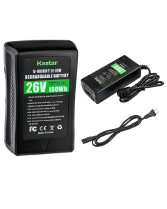 Kastar High Voltage 26V V-Mount Li-ion Battery + 26V High Voltage Dtap Charger Replacement for Flex LED Mat, Flex Cine DMX Dimmer, Nanlite 26V V-Mount Battery, Westcott 26V Lithium-Ion Battery 7583