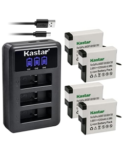 Kastar 4 Pack Battery + LCD Triple USB Charger Compatible with Gopro Hero 6 HD Black, HERO6 Silver, Hero 6 HD Silver, Hero 7 Action Camera, HERO7 Black, Hero 7 HD Black, HERO7 Silver, Hero 7 HD Silver