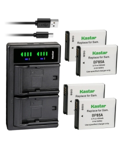 Kastar 4-Pack Battery and LTD2 USB Charger Replacement for Samsung EA-BP85A, EA-BP85A /E, BP-85A BP85A Battery, SBC-85A Charger, Samsung EC-SH100ZBPBUS, EC-SH100ZBPRUS, EC-SH100ZBPSUS, EC-WB210ZBPRUS