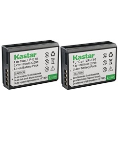 Kastar 2-Pack LP-E10 Battery 7.4V 1650mAh Replacement for Canon EOS 2000D, EOS 3000D, EOS Kiss X50, EOS Kiss X70, EOS Kiss X80, EOS Kiss X90, EOS Rebel T3, EOS Rebel T5, EOS Rebel T6 T7 DSLR Camera