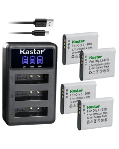 Kastar 4 Pack Battery and LCD Triple USB Charger Compatible with Ricoh DB-110 Battery, Ricoh GR III Digital Camera, Ricoh WG-6 Digital Camera, Ricoh G900 Digital Camera