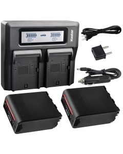Kastar 2 Pack Battery and LCD Dual Fast Charger for Sony NP-F990 Pro NP-F970 CCD-TRV45 CCD-TRV46 CCD-TRV47 CCD-TRV48 CCD-TRV49 CCD-TRV51 CCD-TRV510 CCD-TRV517 CCD-TRV54 CCD-TRV55 CCD-TRV56 CCD-TRV57