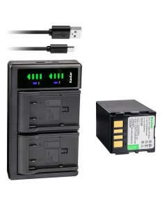 Kastar 1-Pack Battery + LTD2 Dual USB Charger Compatible with JVC GR-X5AH GR-X5E GR-X5EK GR-X5EX GR-X5EY GR-X5EZ GR-X5US GZ-D240 GZ-D270 GR-D360 GR-D360E GR-D360EX GR-D360EY GR-D360EZ GR-D360US