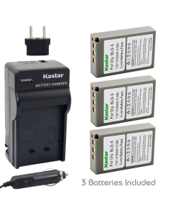 Kastar 3 X BLS-5 Battery and Charger Kit for Olympus BLS5 PS-BLS5 and Olympus E-PL1 E-PL2 E-PLE15 E-PM1 E-PM2 E-M10 OM-D E-400 E-410 E-420 E-450 E-600 E-620 E-P1 E-P2 E-P3 E-PL6 E-PL5 stylus 1 Cameras