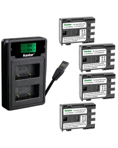 Kastar 4-Pack Battery with LZD2 USB Dual Charger Compatible with Canon NB-2L NB-2LH NB-2L12 NB-2L14, EOS 350D 400D Rebel XT XTi PowerShot G7 G9 S70 VIXIA HV20 HV30 ZR Series Camcorder