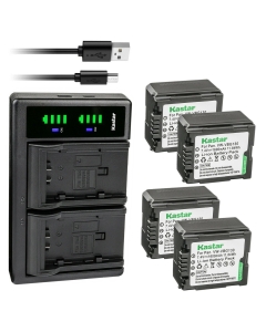 Kastar 4-Pack VW-VBG130 Battery and LTD2 USB Charger Replacement for Panasonic HDC-SD9GK, HDC-SD9-8GB, HDC-SD10, HDC-SD10K, HDC-SD20, HDC-SD20K, HDC-SD100, HDC-SD100GK, HDC-SD200, HDC-SD300, HDC-SD600